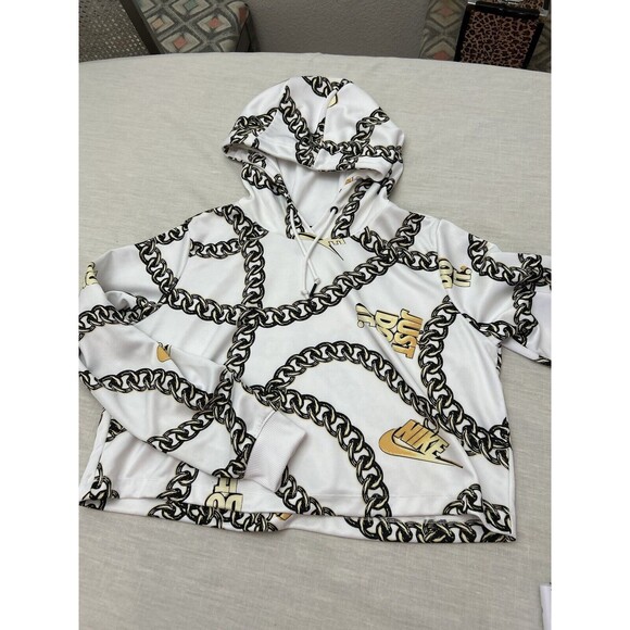 Nike Hip Hop Icon Clash Women's just do it Printed Crop Hoodie Sz Med - Picture 4 of 7